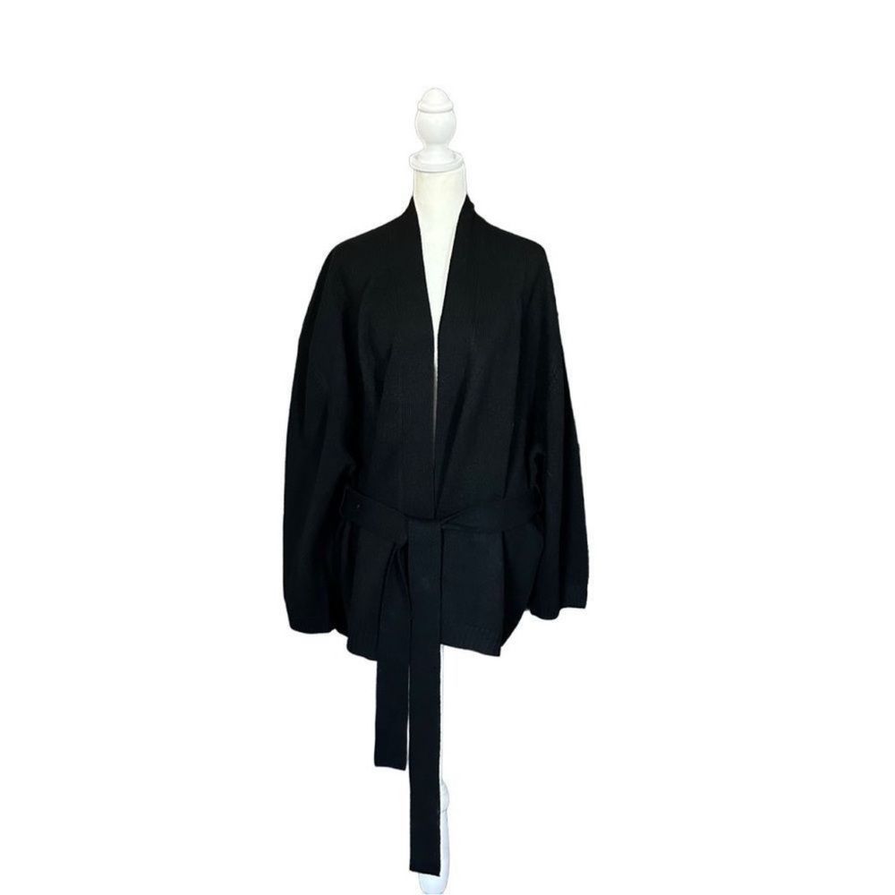 Naked Cashmere Black Belted Open Front Long Sleeve Cardigan N20868 Size Large - Picture 12 of 14